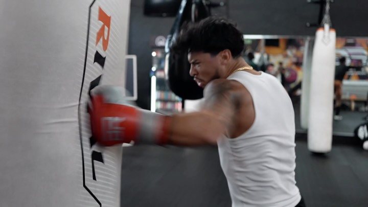 Ben working the heavy bag
